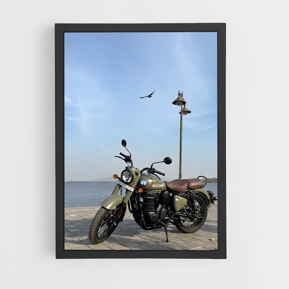 Poster La Bécane au Bord de l'Eau – affiche Royal Enfield (vue 2)